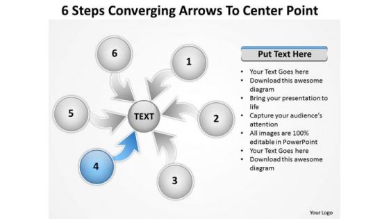 6 Steps Converging Arrows To Center Point Ppt Cycle Diagram PowerPoint Template