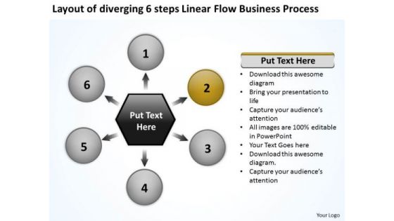 6 Steps Linear Flow Business Process Business Relative Circular Arrow PowerPoint Slides
