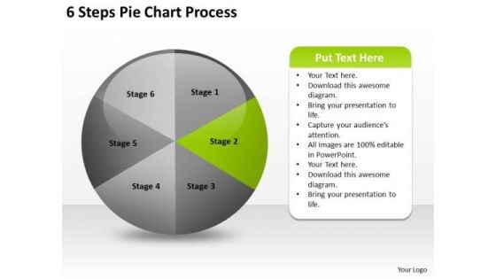 6 Steps Pie Chart Process Online Business Plan Software PowerPoint Templates