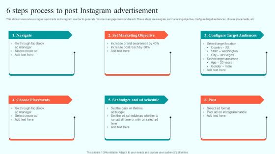 6 Steps Process To Post Instagram Advertisement Online Advertising Solutions Designs Pdf