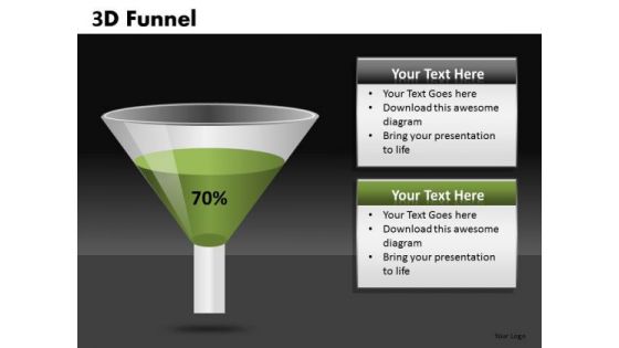 70 Percent 3d Funnel Diagrams For PowerPoint Templates