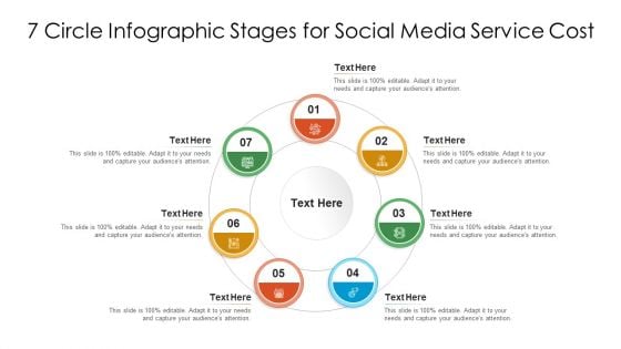 7 Circle Infographic Stages For Social Media Service Cost Ppt PowerPoint Presentation Outline Summary PDF