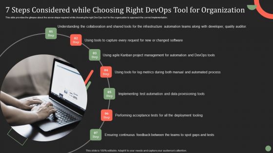 7 Steps Considered While Choosing Right Devops Tool For Organization Slides PDF