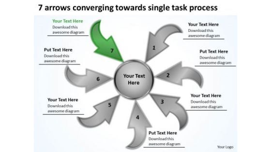 7 Arrows Converging Towards Single Task Process Cycle Motion Network PowerPoint Templates