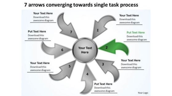 7 Arrows Converging Towards Single Task Process Target Network PowerPoint Slides