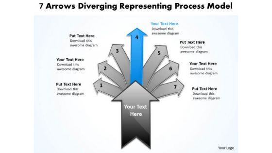 7 Arrows Diverging Representing Process Model Circular Chart PowerPoint Templates