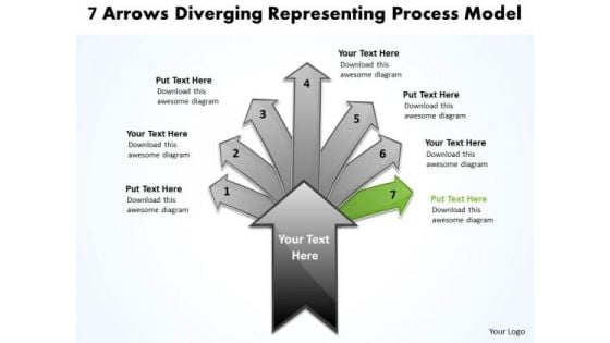 7 Arrows Diverging Representing Process Model Cycle Flow PowerPoint Templates