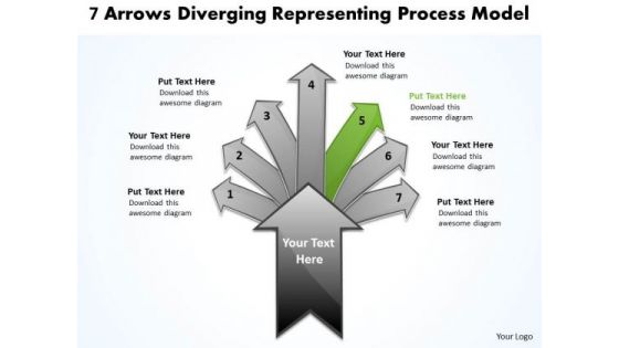 7 Arrows Diverging Representing Process Model Cycle Motion Chart PowerPoint Templates