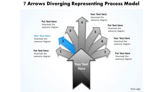 7 Arrows Diverging Representing Process Model Cycle Motion PowerPoint Templates