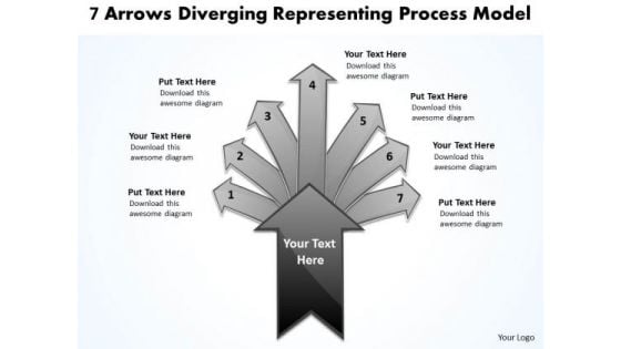 7 Arrows Diverging Representing Process Model Pie Diagram PowerPoint Templates