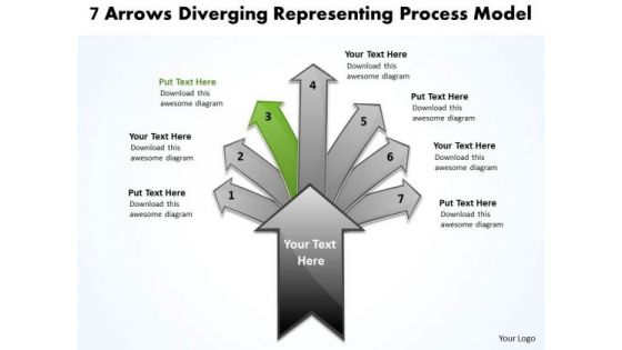 7 Arrows Diverging Representing Process Model Pie Network PowerPoint Templates