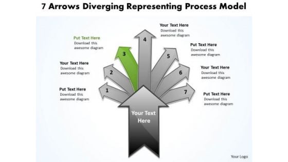 7 Arrows Diverging Representing Process Model Pie Network PowerPoint Templates