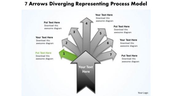 7 Arrows Diverging Representing Process Model Relative Cycle Network PowerPoint Slides