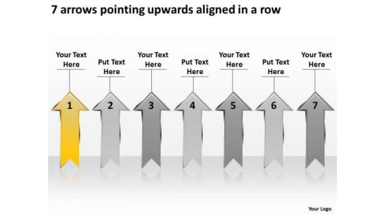 7 Arrows Pointing Upwards Aligned Ppt New Business Plan Template PowerPoint Templates