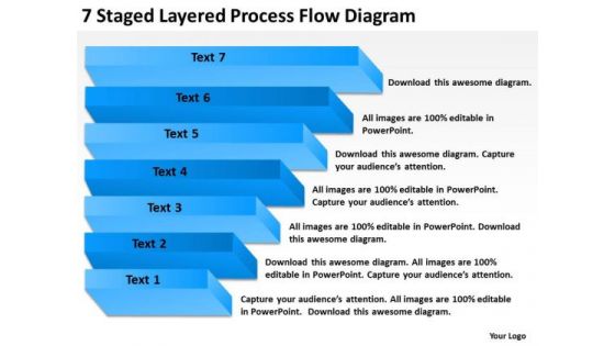 7 Staged Layered Process Flow Diagram Ppt Business Plan Outline PowerPoint Templates