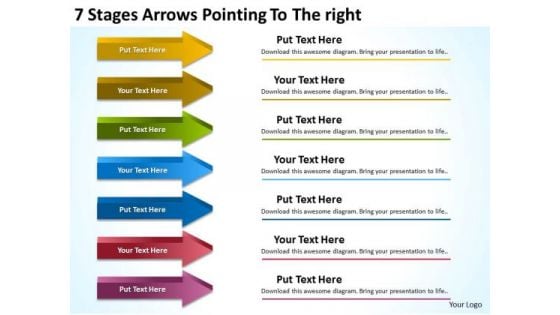 7 Stages Arrows Pointing To The Right Hair Salon Business Plan PowerPoint Slides