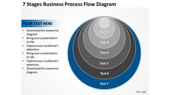 7 Stages Business Process Flow Diagram Plan PowerPoint Templates