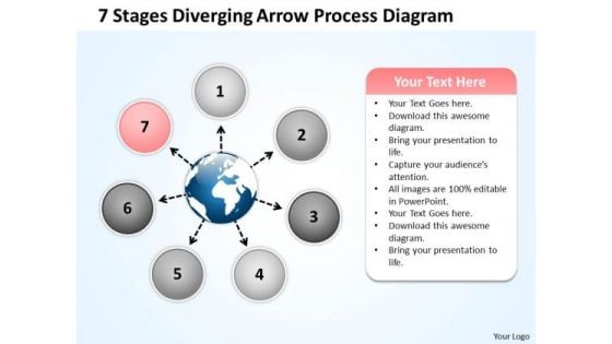 7 Stages Diverging Arrow Process Diagram Processs And PowerPoint Slides