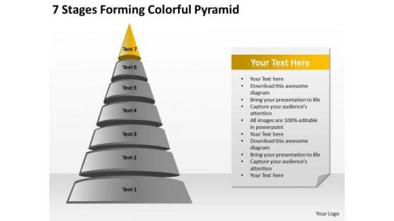 7 Stages Forming Colorful Pyramid Ppt Business Development Plans PowerPoint Templates