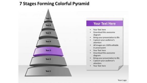 7 Stages Forming Colorful Pyramid Ppt Business Plan PowerPoint Templates