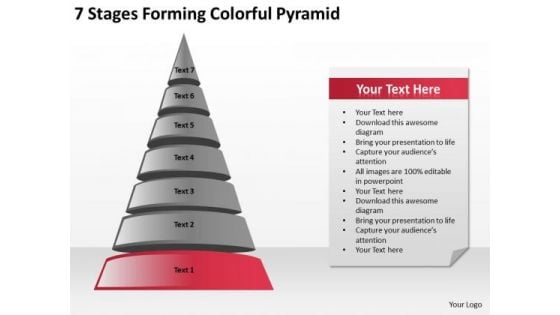 7 Stages Forming Colorful Pyramid Ppt Small Business Plan Templates PowerPoint