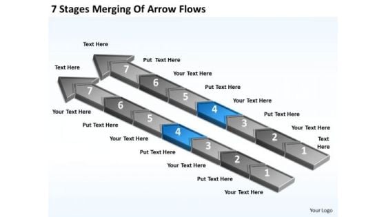 7 Stages Merging Of Arrow Flows Business Plan Outline PowerPoint Templates