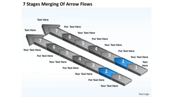 7 Stages Merging Of Arrow Flows Format Business Plan PowerPoint Slides