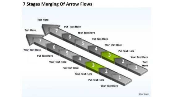 7 Stages Merging Of Arrow Flows Insurance Agency Business Plan PowerPoint Templates