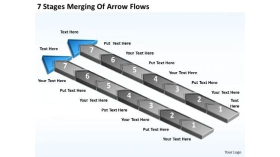 7 Stages Merging Of Arrow Flows Sample Business Plans PowerPoint Slides