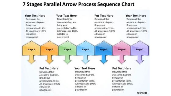 7 Stages Parallel Arrow Process Sequence Chart Business Plan Outline Template PowerPoint Templates