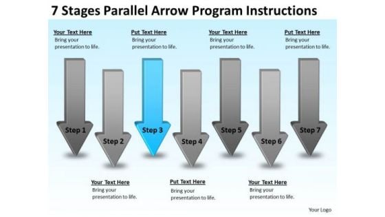 7 Stages Parallel Arrow Program Instructions Business Plan Generator PowerPoint Templates