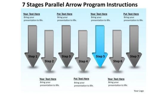 7 Stages Parallel Arrow Program Instructions Business Plan Structure PowerPoint Templates