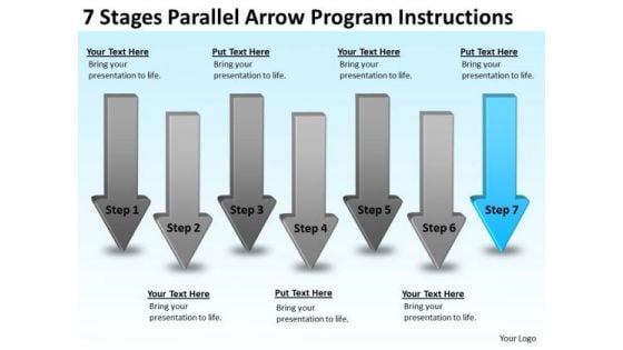 7 Stages Parallel Arrow Program Instructions Commerce Business Plan PowerPoint Templates