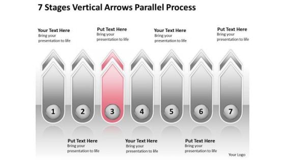 7 Stages Vertical Arrows Parallel Process Best Business Plan Examples PowerPoint Slides