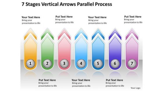 7 Stages Vertical Arrows Parallel Process Business Plan Download PowerPoint Templates