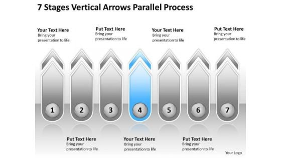 7 Stages Vertical Arrows Parallel Process Business Plan Marketing PowerPoint Slides
