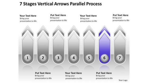 7 Stages Vertical Arrows Parallel Process Business Plans How To PowerPoint Templates