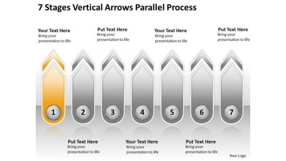 7 Stages Vertical Arrows Parallel Process Easy Business Plan Template PowerPoint Templates