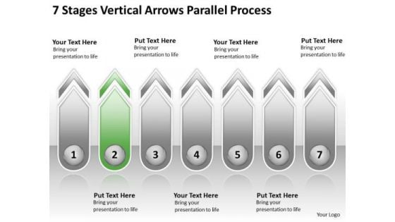 7 Stages Vertical Arrows Parallel Process Online Business Plan PowerPoint Templates