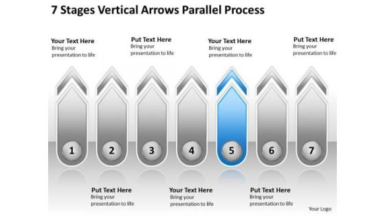 7 Stages Vertical Arrows Parallel Process Service Business Plan PowerPoint Templates