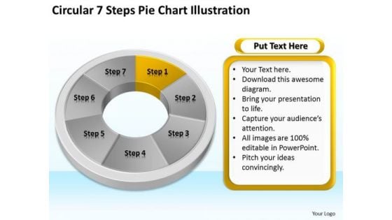 7 Steps Pie Chart Illustration Example Of Business Plan Outline PowerPoint Templates