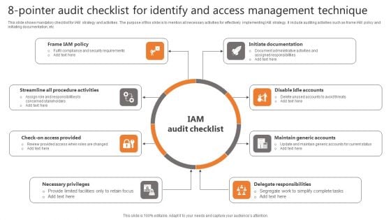 8-Pointer Audit Checklist For Identify And Access Management Technique Background PDF