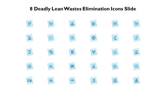 8 deadly lean wastes elimination icons slide ppt powerpoint presentation styles graphics download