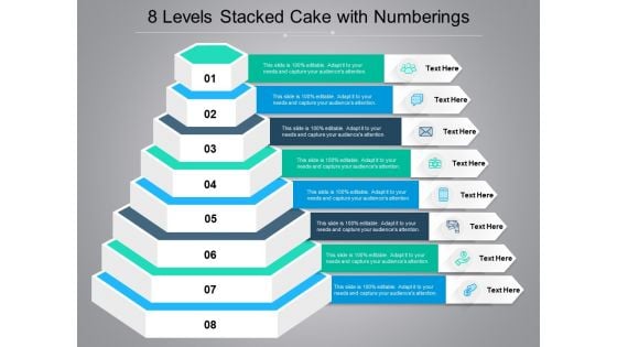 8 Levels Stacked Cake With Numberings Ppt PowerPoint Presentation Shapes PDF