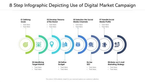 8 Step Infographic Depicting Use Of Digital Market Campaign Ppt PowerPoint Presentation Outline Graphics Download PDF