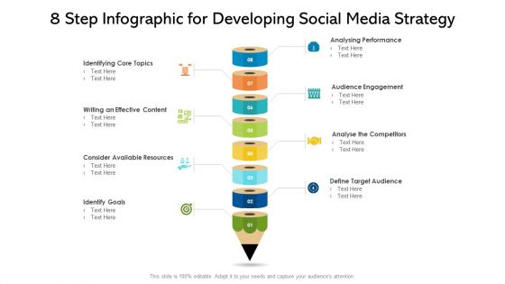 8 Step Infographic For Developing Social Media Strategy Ppt PowerPoint Presentation Shapes PDF