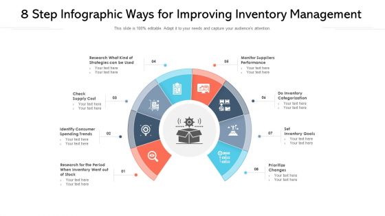 8 Step Infographic Ways For Improving Inventory Management Ppt PowerPoint Presentation Ideas Shapes PDF