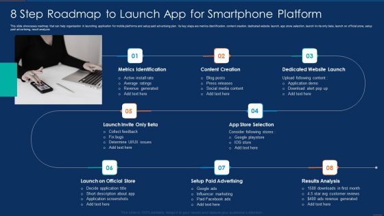 8 Step Roadmap To Launch App For Smartphone Platform Demonstration PDF