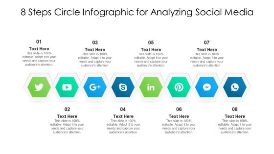 8 Steps Circle Infographic For Analyzing Social Media Ppt PowerPoint Presentation Gallery Example PDF