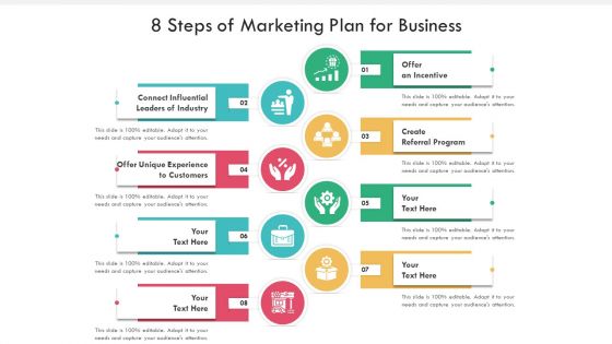8 Steps Of Marketing Plan For Business Ppt PowerPoint Presentation Gallery Graphics Template PDF